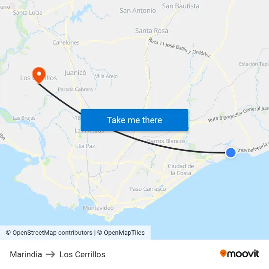Marindia to Los Cerrillos map