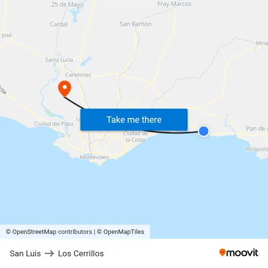 San Luis to Los Cerrillos map
