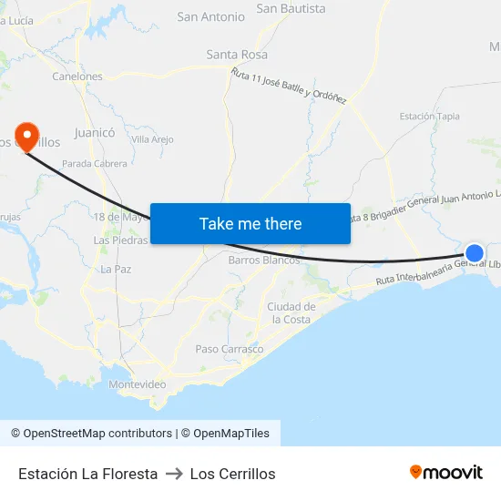Estación La Floresta to Los Cerrillos map