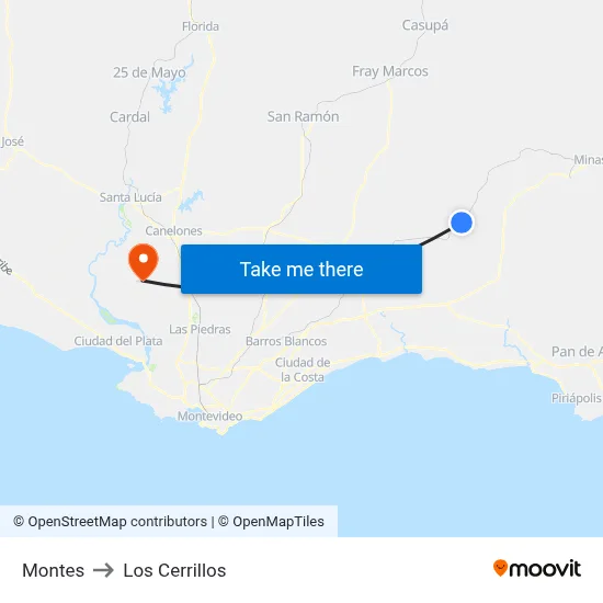 Montes to Los Cerrillos map