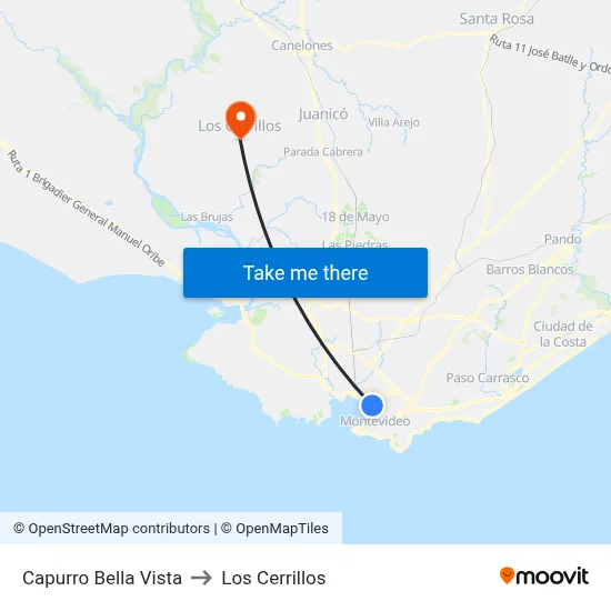 Capurro Bella Vista to Los Cerrillos map