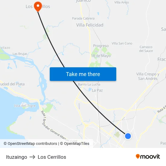 Ituzaingo to Los Cerrillos map