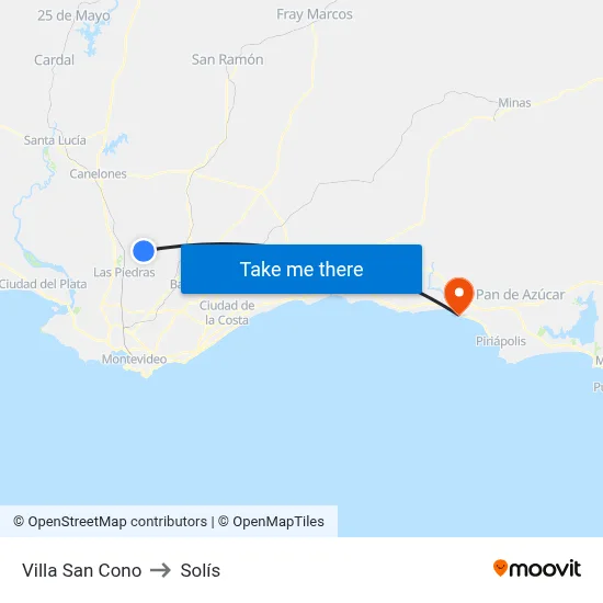 Villa San Cono to Solís map