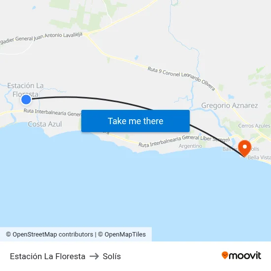 Estación La Floresta to Solís map