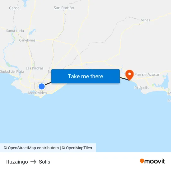 Ituzaingo to Solís map