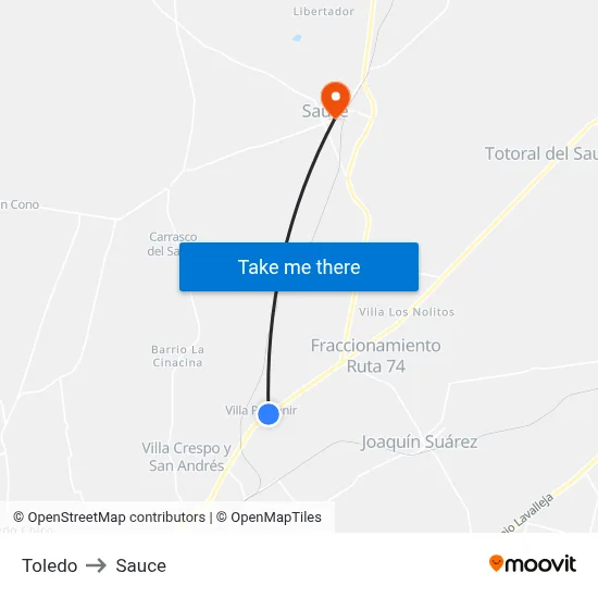 Toledo to Sauce map