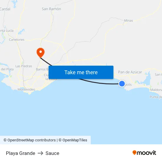 Playa Grande to Sauce map