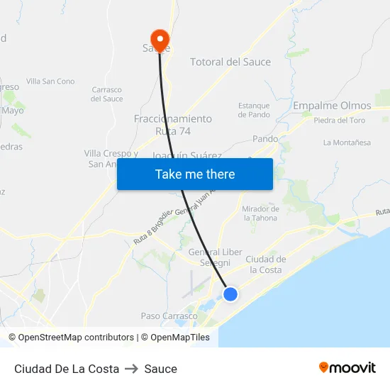 Ciudad De La Costa to Sauce map