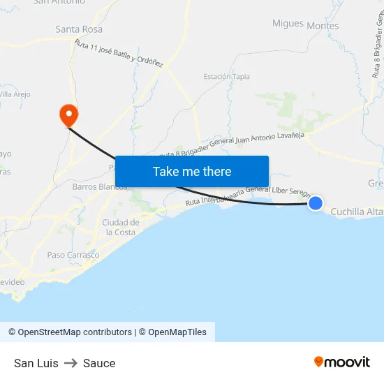 San Luis to Sauce map