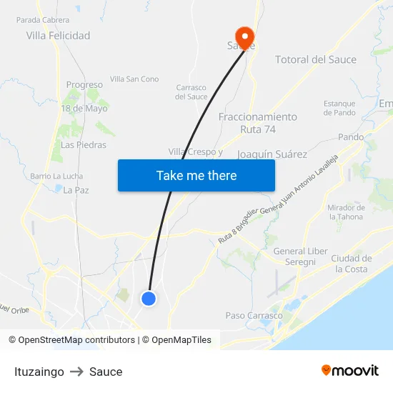 Ituzaingo to Sauce map