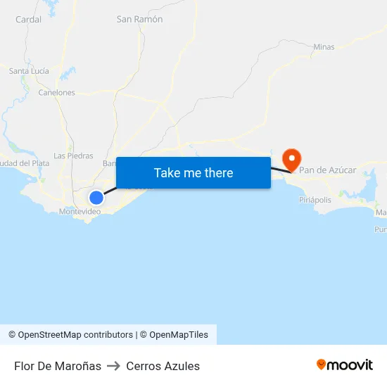 Flor De Maroñas to Cerros Azules map