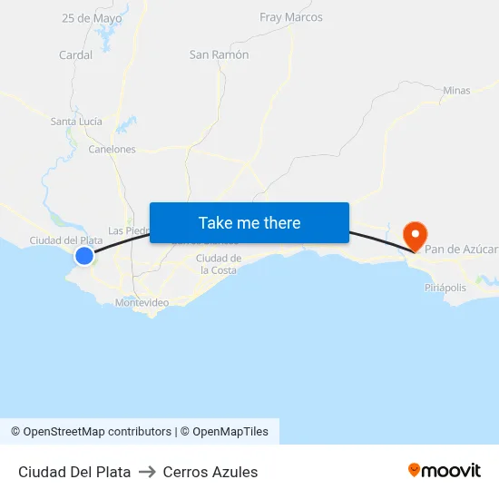 Ciudad Del Plata to Cerros Azules map