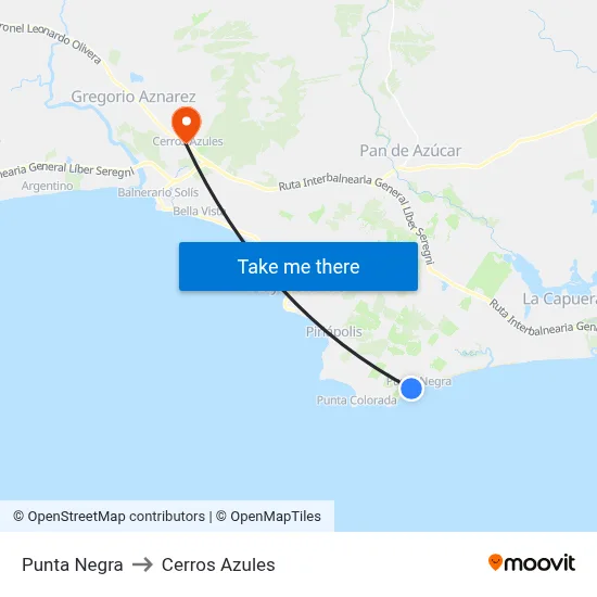Punta Negra to Cerros Azules map