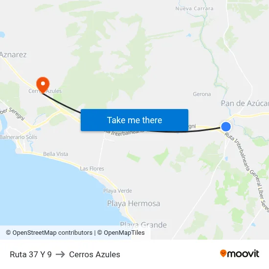 Ruta 37 Y 9 to Cerros Azules map