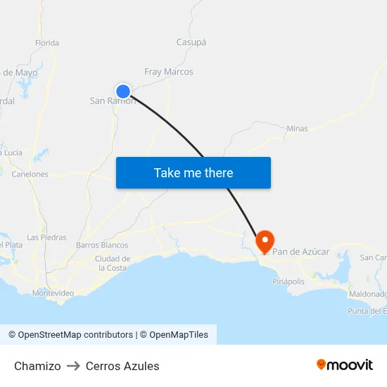 Chamizo to Cerros Azules map