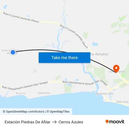 Estación Piedras De Afilar to Cerros Azules map