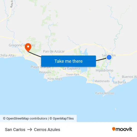 San Carlos to Cerros Azules map