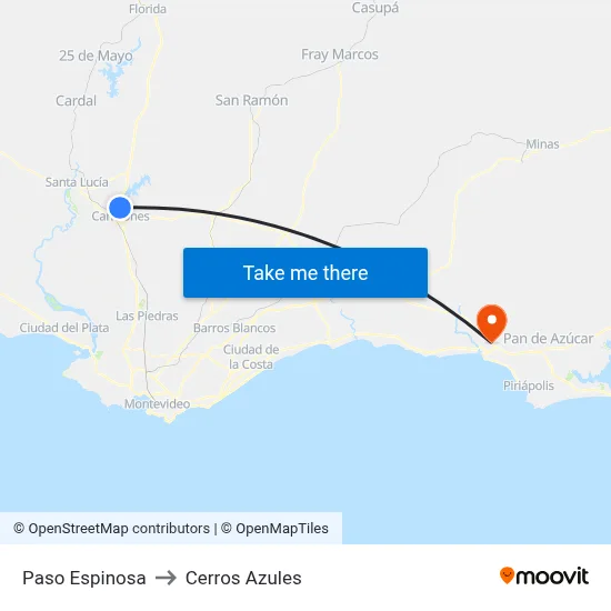 Paso Espinosa to Cerros Azules map