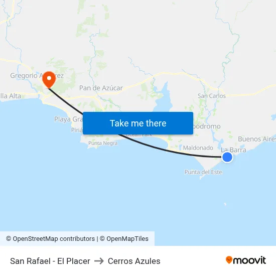 San Rafael - El Placer to Cerros Azules map