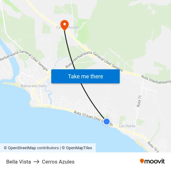 Bella Vista to Cerros Azules map