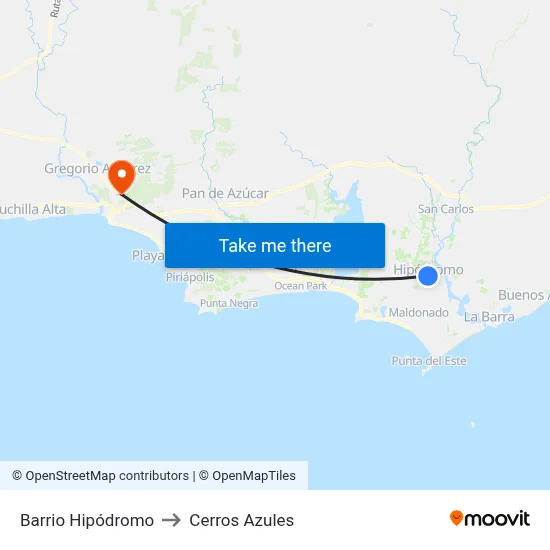 Barrio Hipódromo to Cerros Azules map
