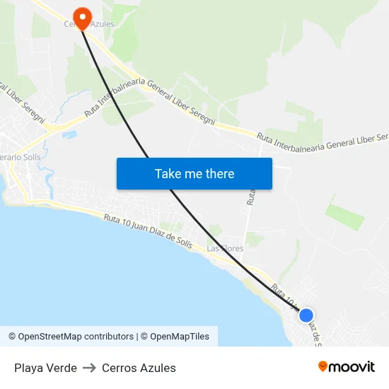 Playa Verde to Cerros Azules map