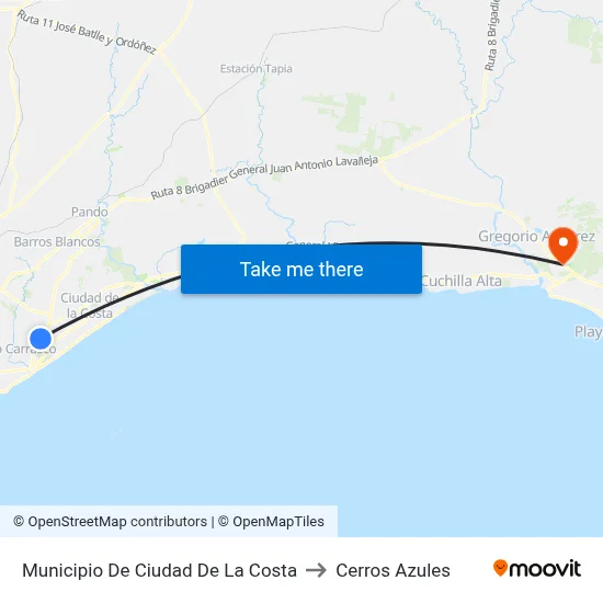 Municipio De Ciudad De La Costa to Cerros Azules map