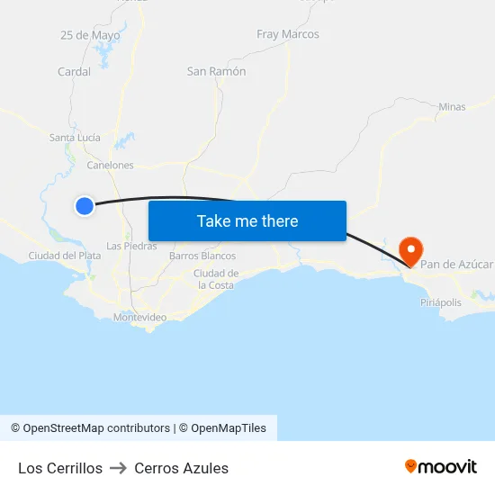Los Cerrillos to Cerros Azules map