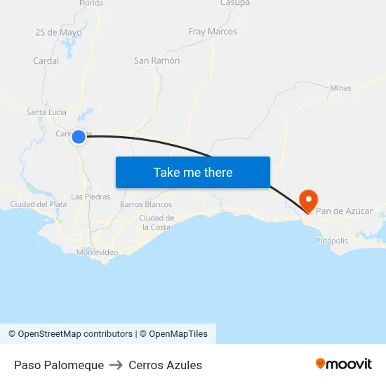 Paso Palomeque to Cerros Azules map