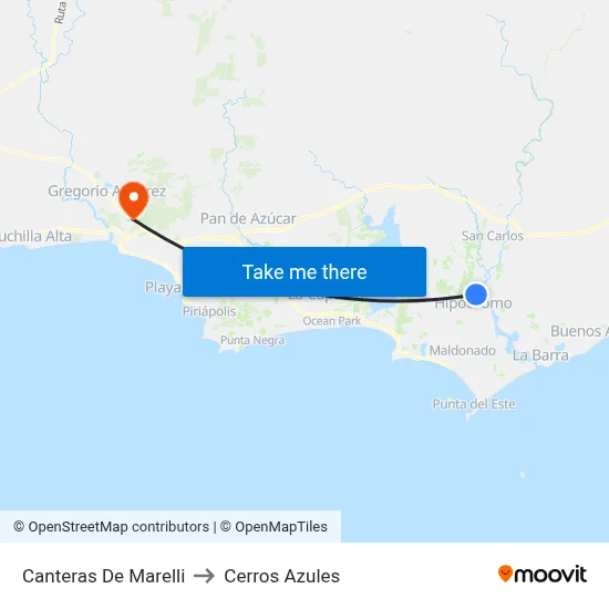 Canteras De Marelli to Cerros Azules map