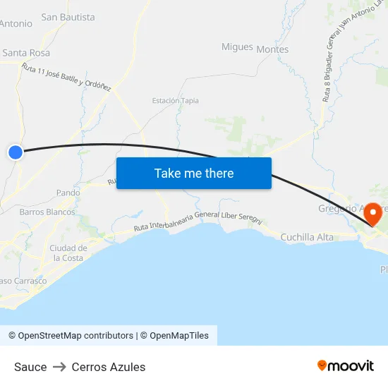 Sauce to Cerros Azules map