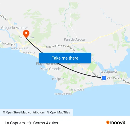 La Capuera to Cerros Azules map