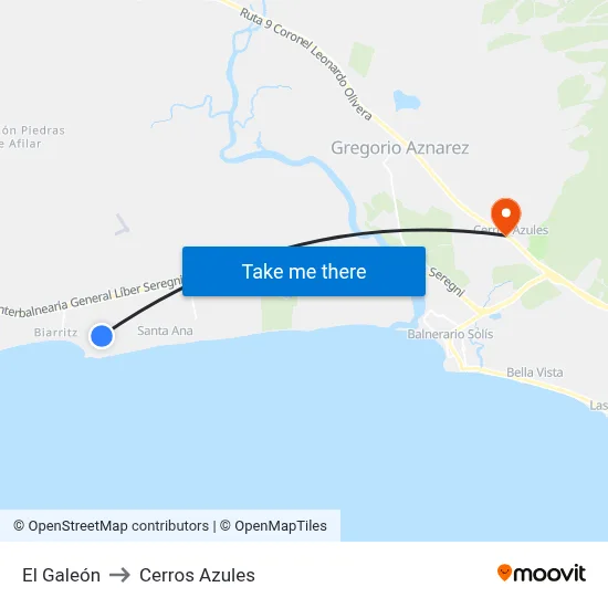 El Galeón to Cerros Azules map