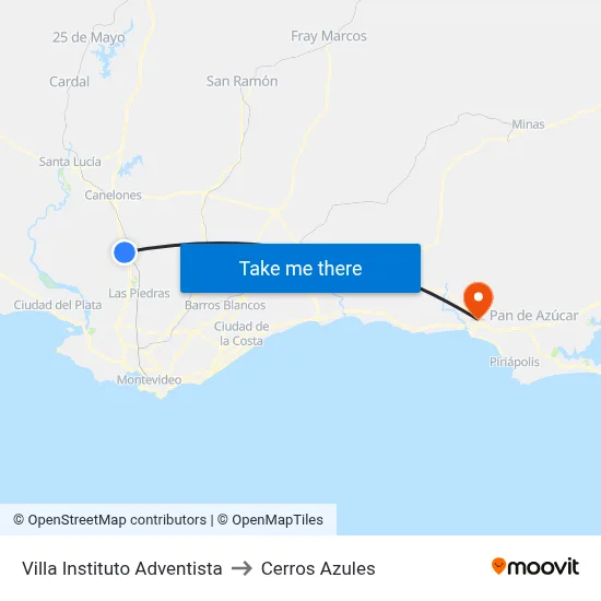 Villa Instituto Adventista to Cerros Azules map