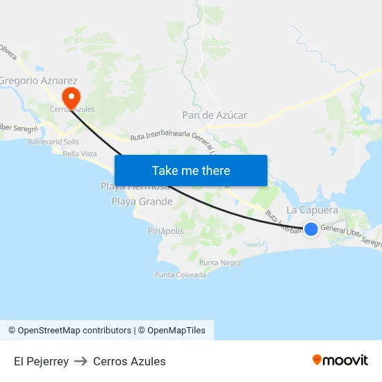 El Pejerrey to Cerros Azules map