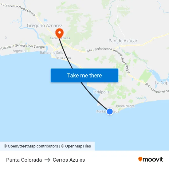 Punta Colorada to Cerros Azules map
