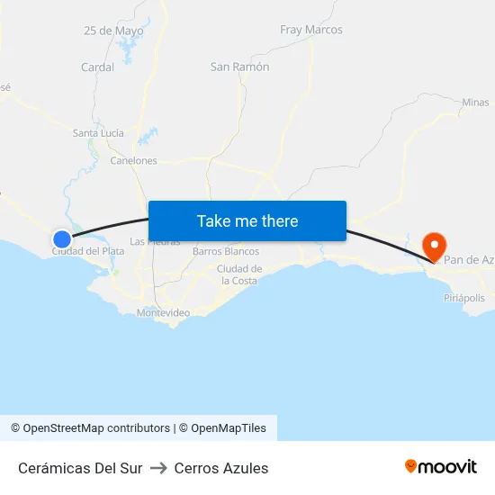 Cerámicas Del Sur to Cerros Azules map