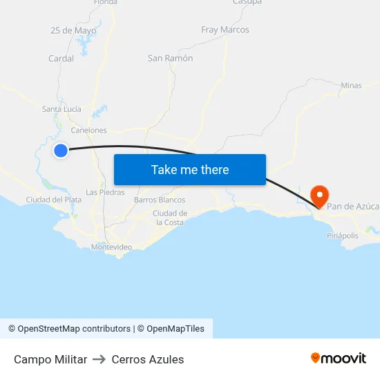 Campo Militar to Cerros Azules map