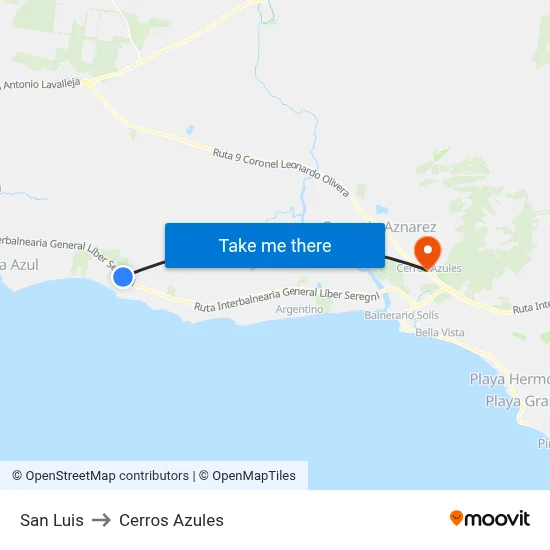 San Luis to Cerros Azules map