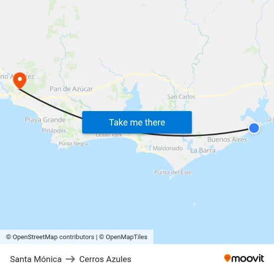 Santa Mónica to Cerros Azules map