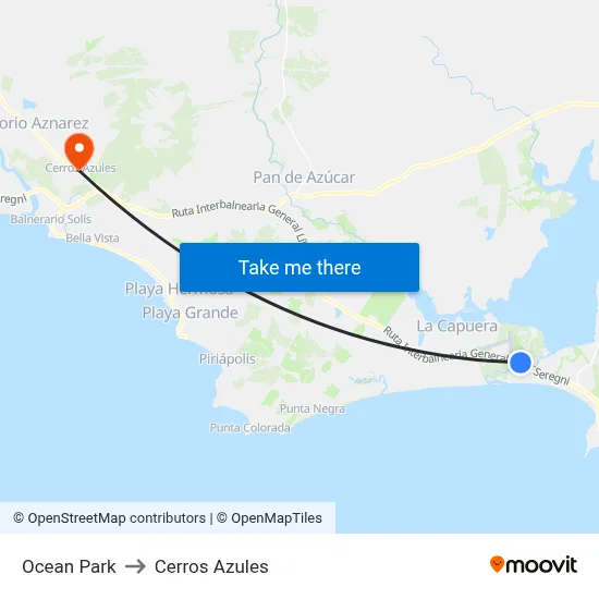 Ocean Park to Cerros Azules map