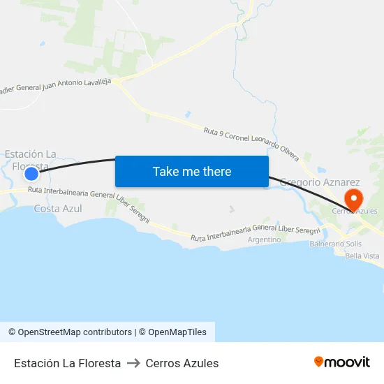 Estación La Floresta to Cerros Azules map