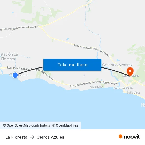 La Floresta to Cerros Azules map