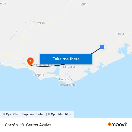 Garzón to Cerros Azules map