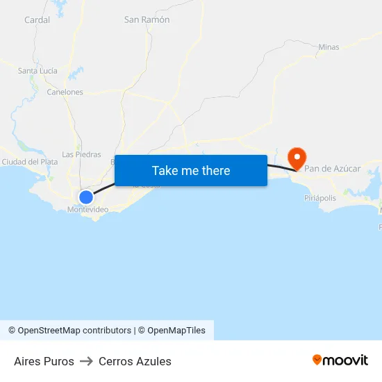 Aires Puros to Cerros Azules map