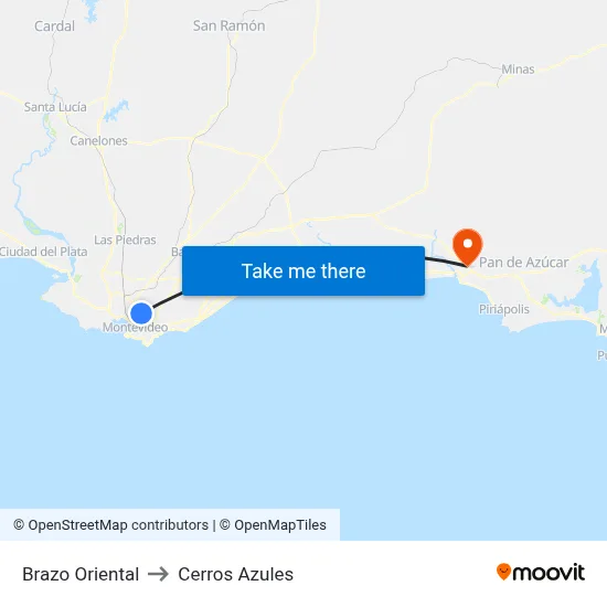 Brazo Oriental to Cerros Azules map