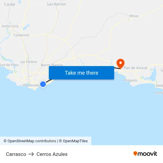 Carrasco to Cerros Azules map