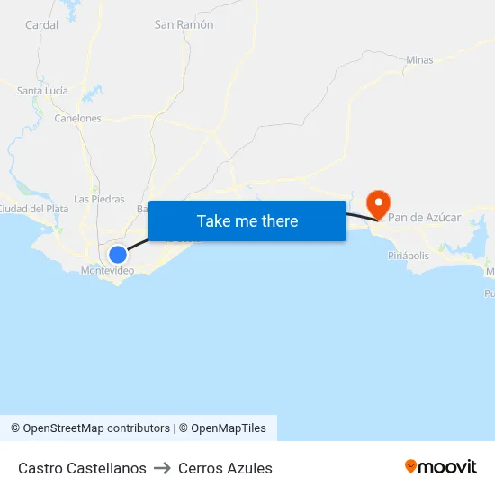 Castro Castellanos to Cerros Azules map
