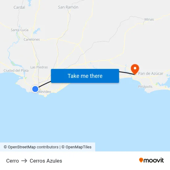 Cerro to Cerros Azules map