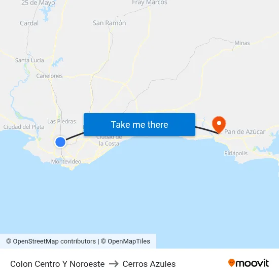 Colon Centro Y Noroeste to Cerros Azules map